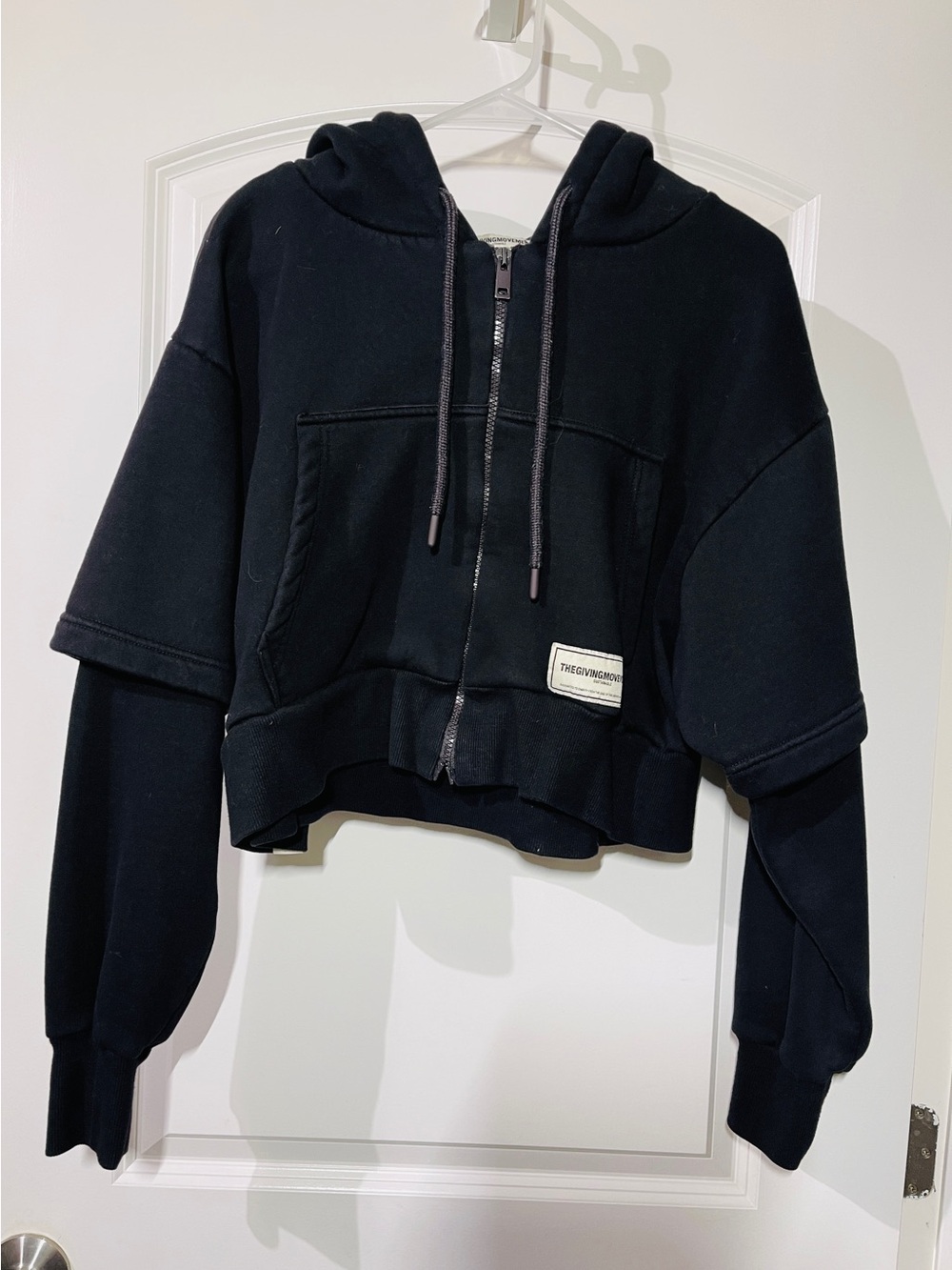 The Open Product Co. Black Cropped Zip Hoodie